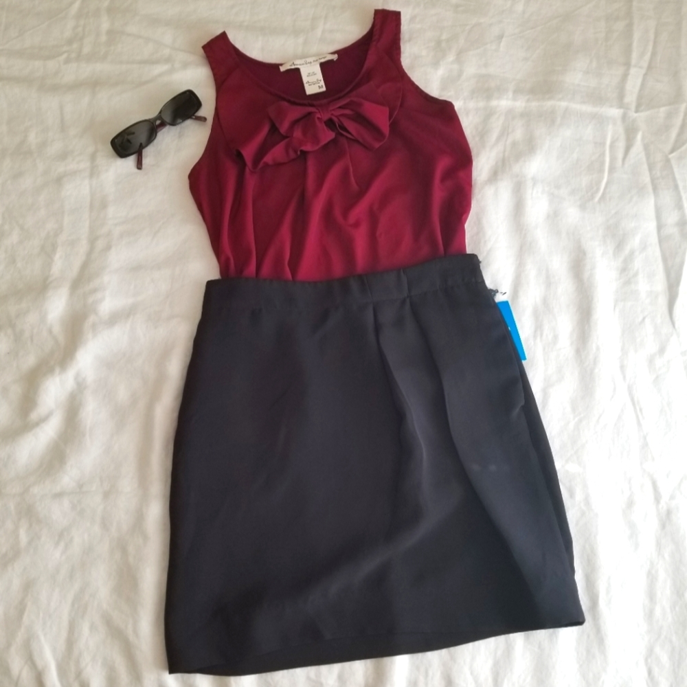 American Rag Burgundy Bow Top